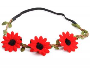 Hårband - Stora röda blommor till Midsommar