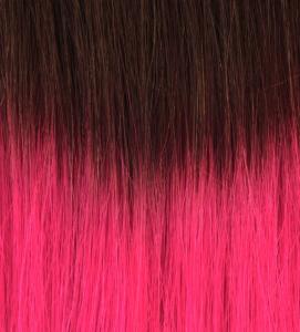  #2THotPink Mörkbrun & Rosa - Classic Dip Dye äkta löshår remy clip-on