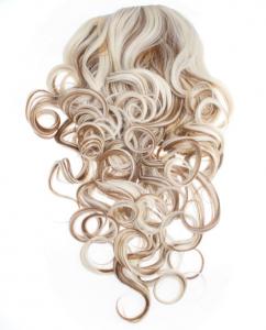  Halvperuk lockig - Slingat blond & brun #27H613