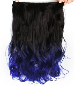  Löshår lockig 5 Clip on dip dye - Svart & Mörkblå #BlackTBlue