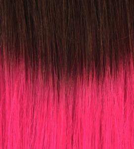  #2THotPink Mörkbrun & Rosa - Classic Dip Dye äkta löshår remy clip-on