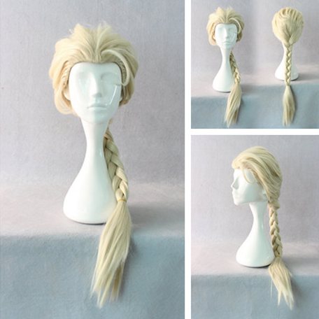  Peruk Blond med Fläta för Elsa