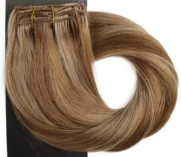  #10/20 Brun & Mörkblond - Classic äkta löshår remy clip-on