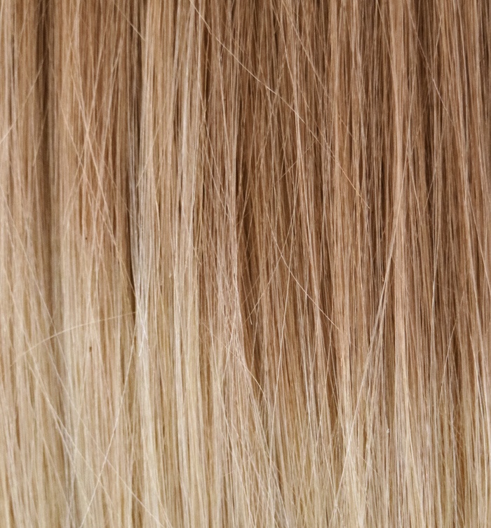  #12T22 Ljusbrun & Blond - Classic Dip Dye äkta löshår remy clip-on