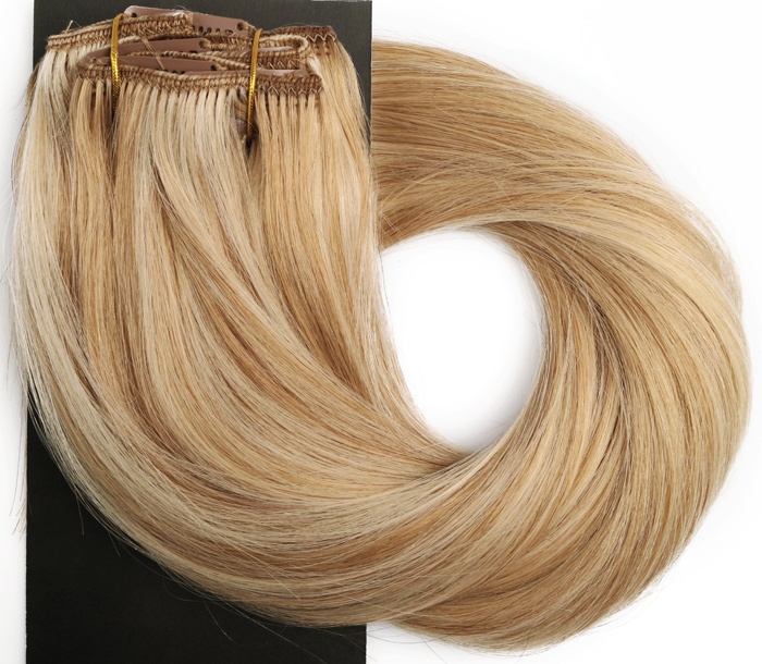  #18/613 Mörkblond & Ljusblond - Classic äkta löshår remy clip-on