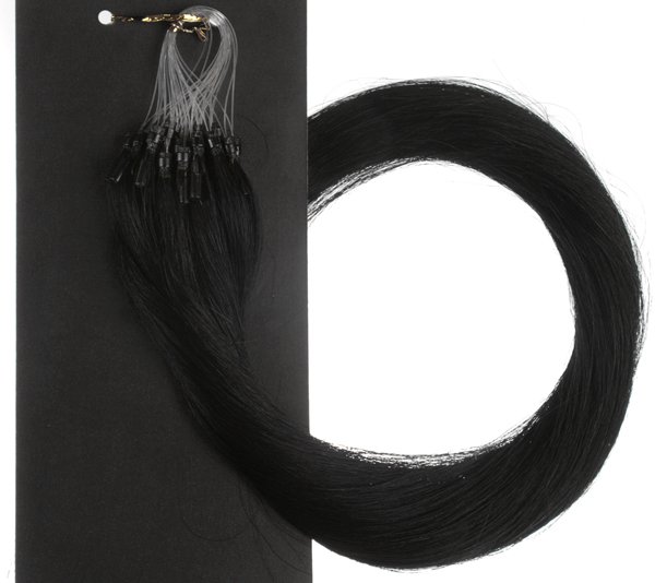  #1 Svart - Classic äkta löshår remy microringar loop