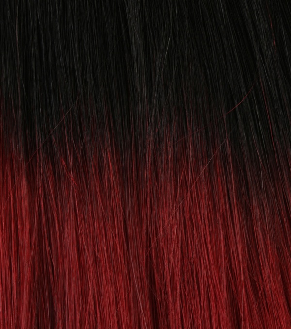  #1TRed Svart & Röd - Classic Dip Dye äkta löshår remy clip-on