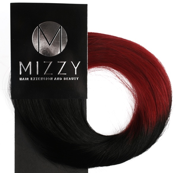  #1TRed Svart & Röd - Classic Dip Dye äkta löshår remy clip-on