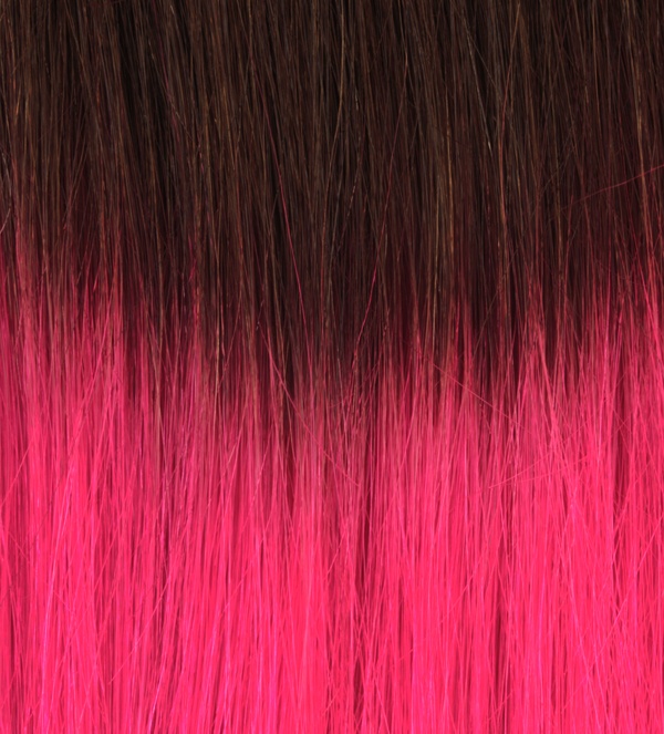  #2THotPink Mrkbrun & Rosa - Classic Dip Dye kta lshr remy clip-on