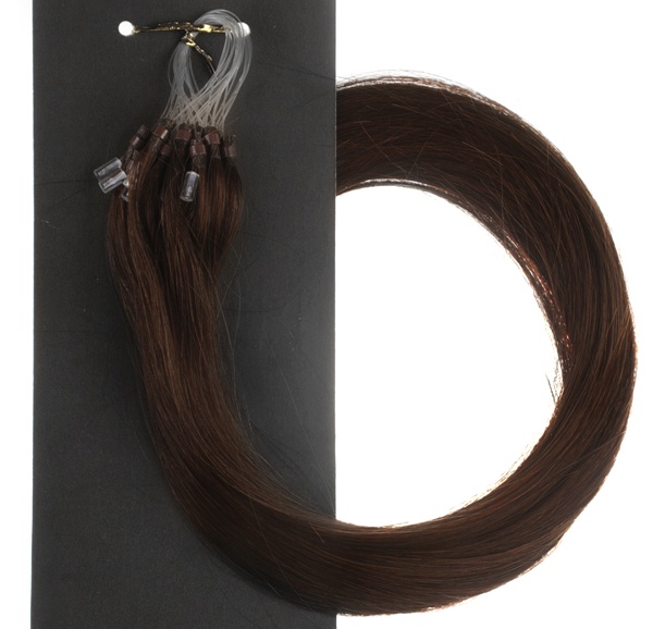  #4 Mörkbrun - Classic äkta löshår remy microringar loop
