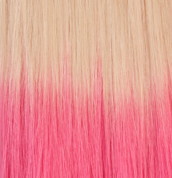  #60TLightPink Blond & Rosa - Classic Dip Dye äkta löshår remy clip-on