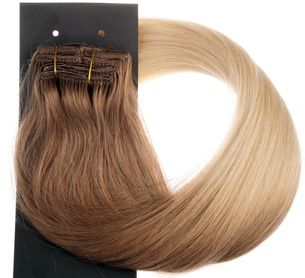  #10T613 Brun & Blond - Classic Dip Dye äkta löshår remy clip-on