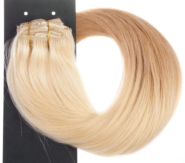  #613T16 Blond & Ljusbrun - Classic Dip Dye kta lshr remy clip-on