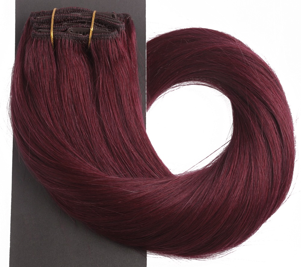  #BUG Vinröd - Classic äkta löshår remy clip-on