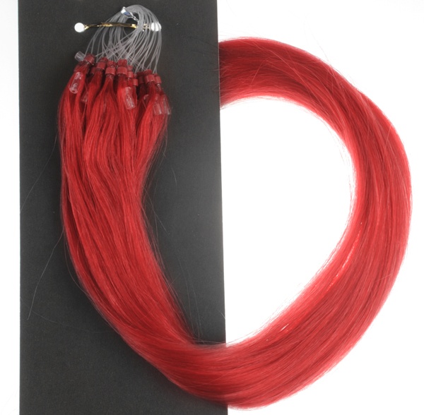  #RED Röd - Premium äkta löshår remy microringar loop