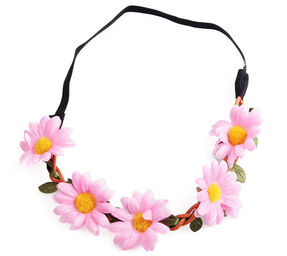 Hårband - Stora blommor rosa & gul till Midsommar
