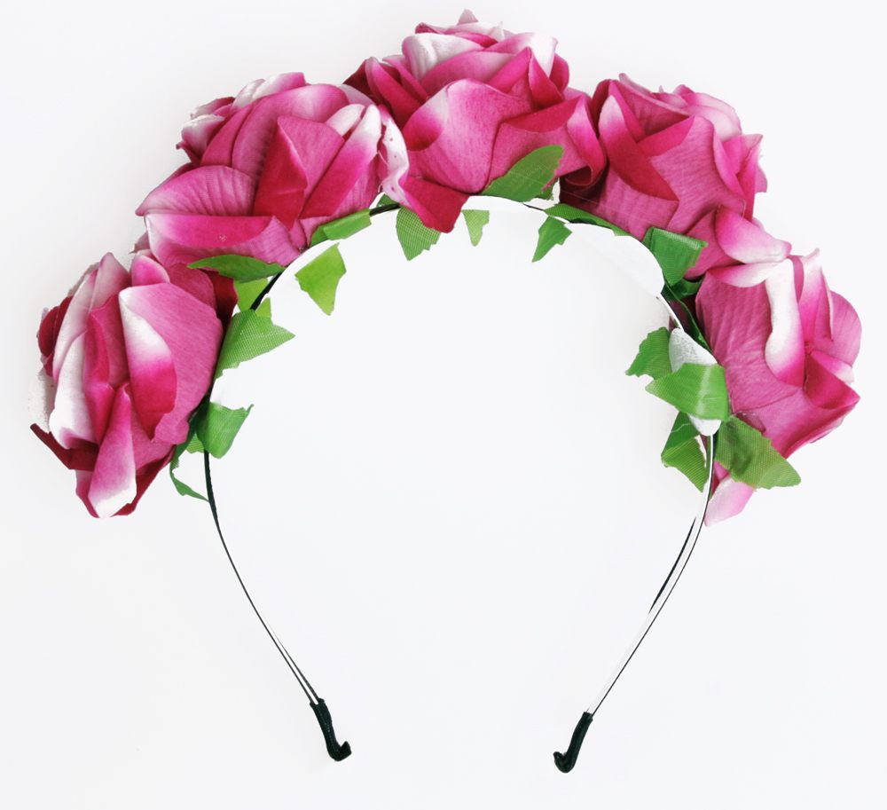  Diadem - Stora rosor Vit & Rosa till Midsommar