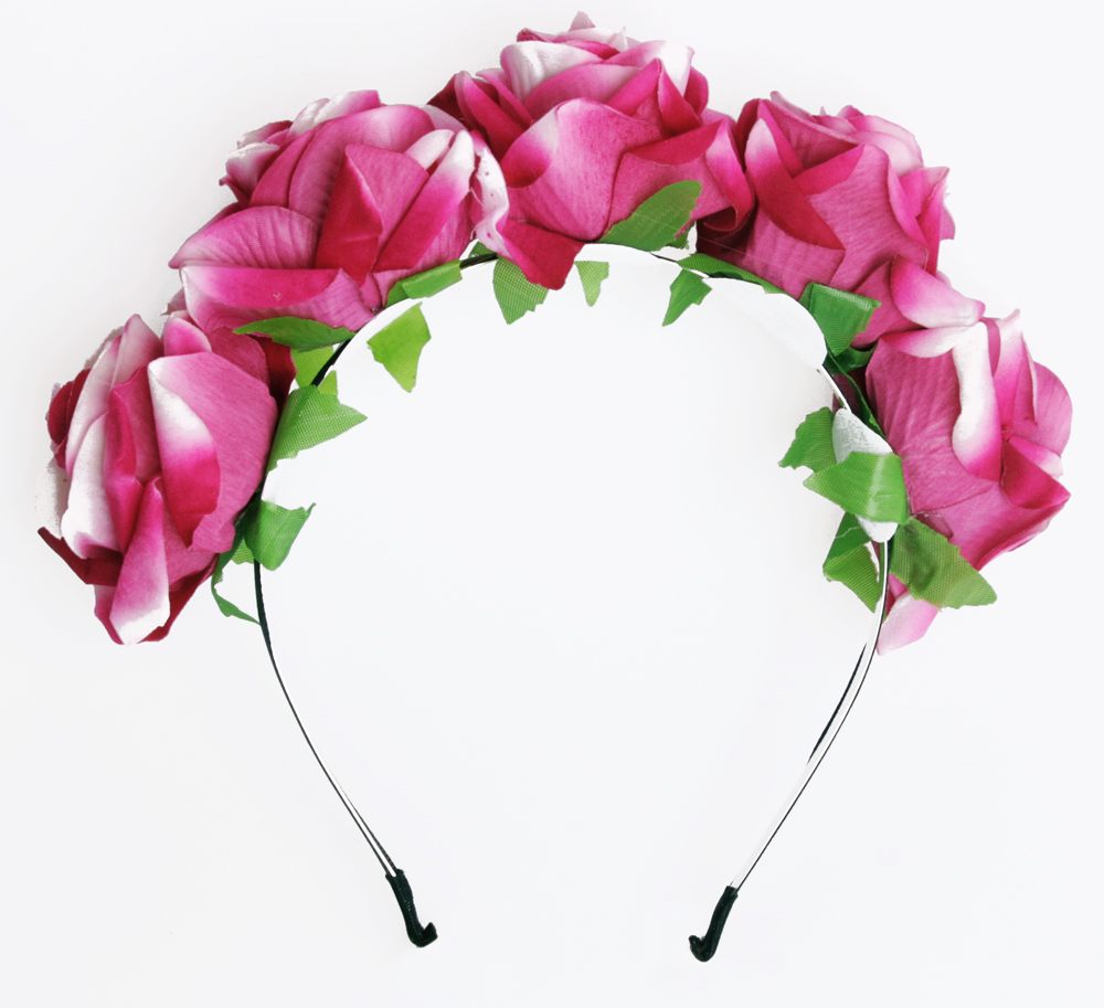 Diadem - Stora rosor Vit & Rosa