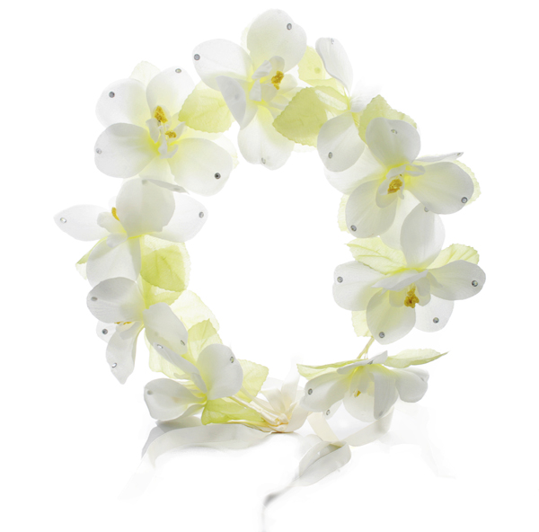  Hårkrans - Blommor vit till Midsommar