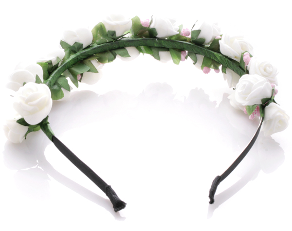  Diadem - Rosor & bär vit & ljusrosa till Midsommar