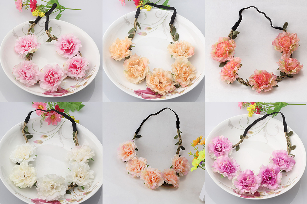  Hrband - fluffiga blommor till Midsommar Aprikos