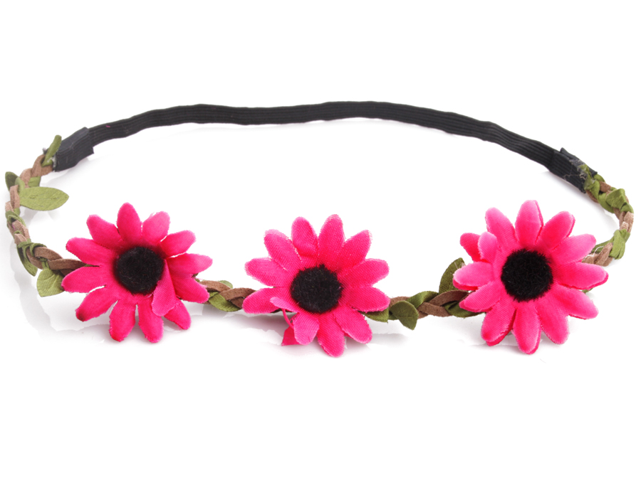 Hårband - Stora rosa blommor till Midsommar