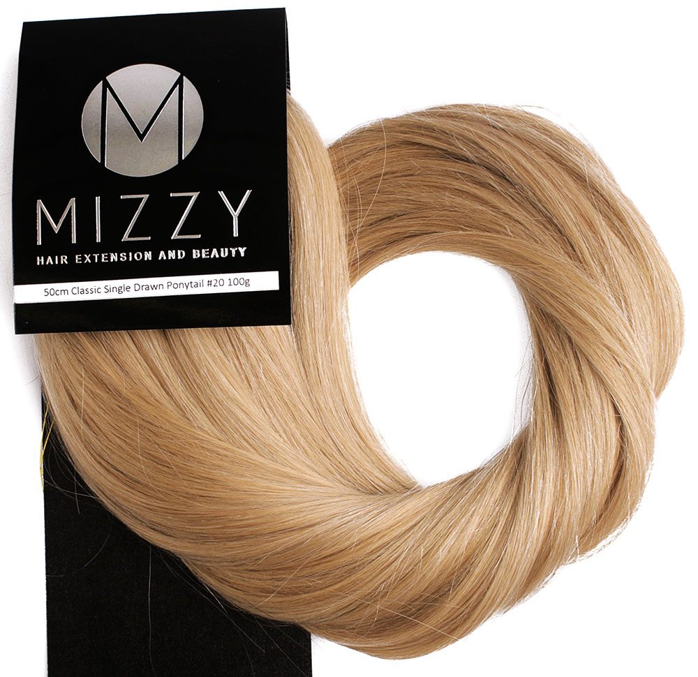  #20 Ljusbrun/Mörkblond - Classic äkta löshår remy hästsvans wrap-on