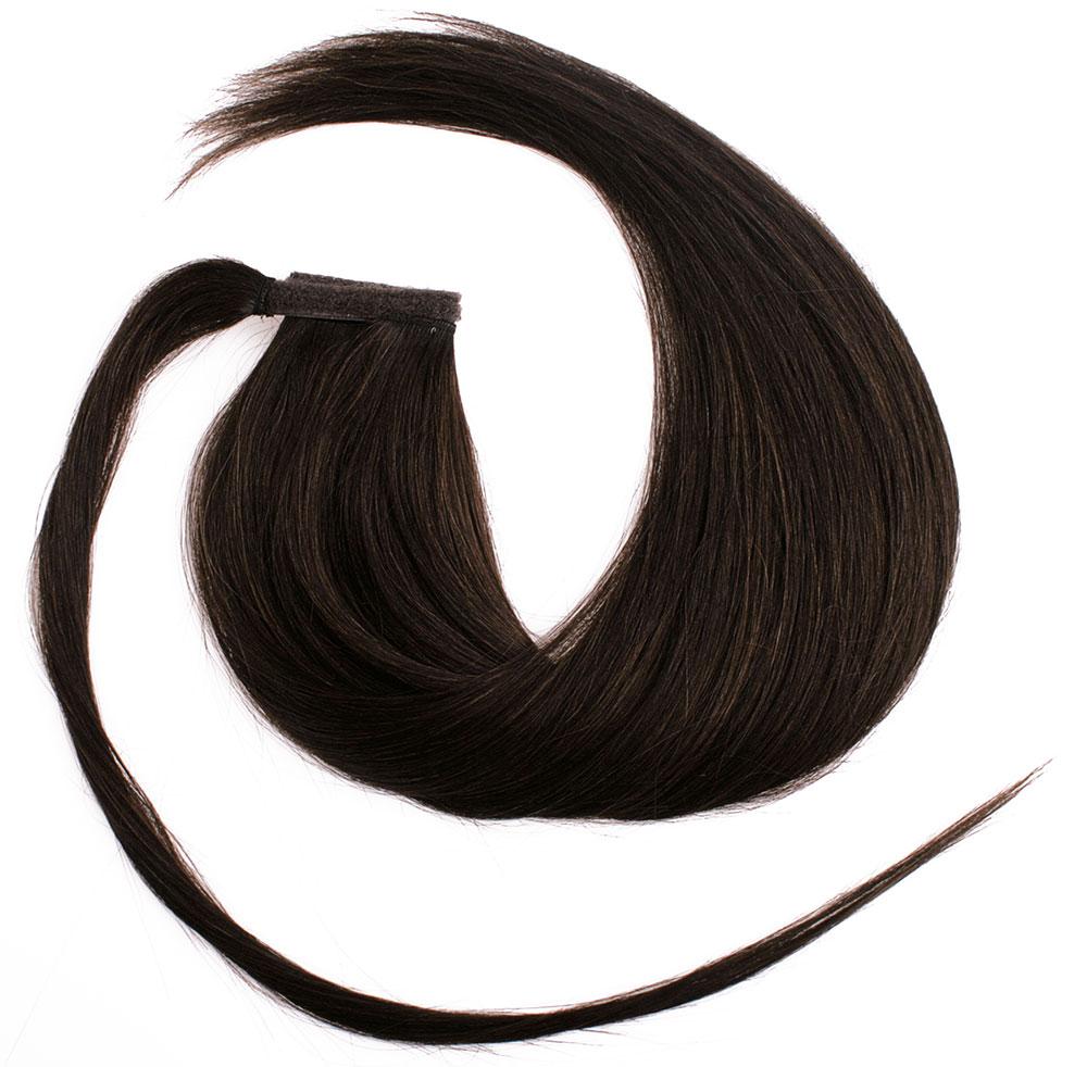  #2 Mörkbrun - Classic äkta löshår remy hästsvans wrap-on