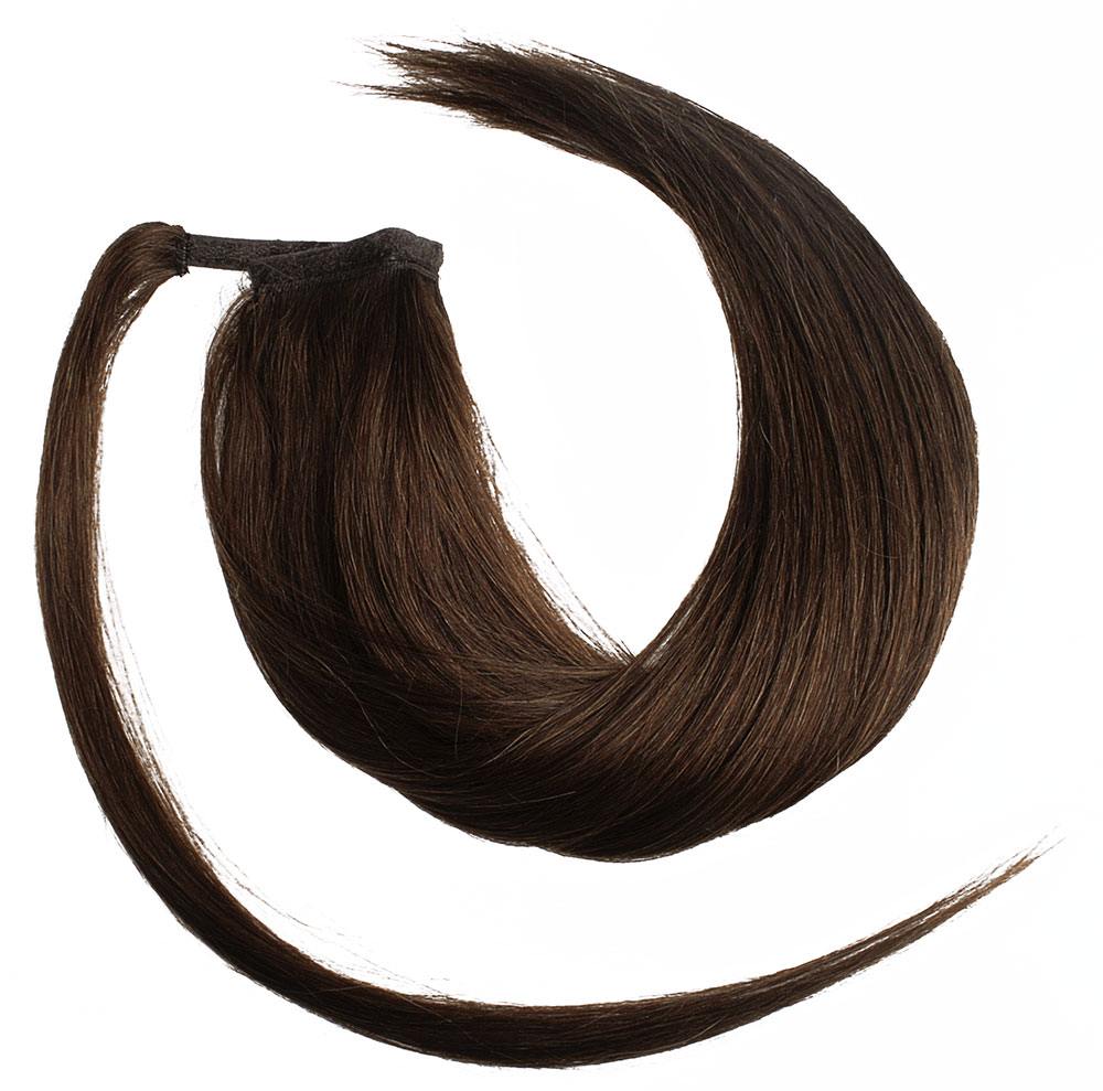  #4 Mörkbrun - Classic äkta löshår remy hästsvans wrap-on