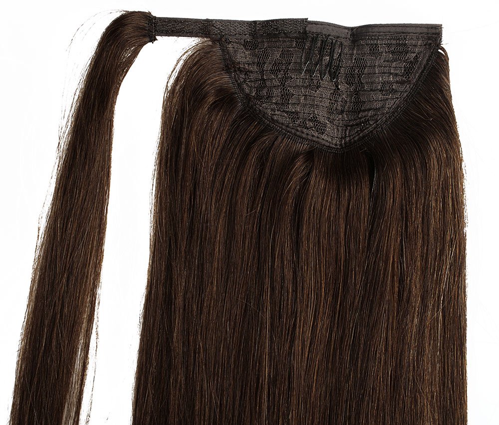  #4 Mörkbrun - Classic äkta löshår remy hästsvans wrap-on