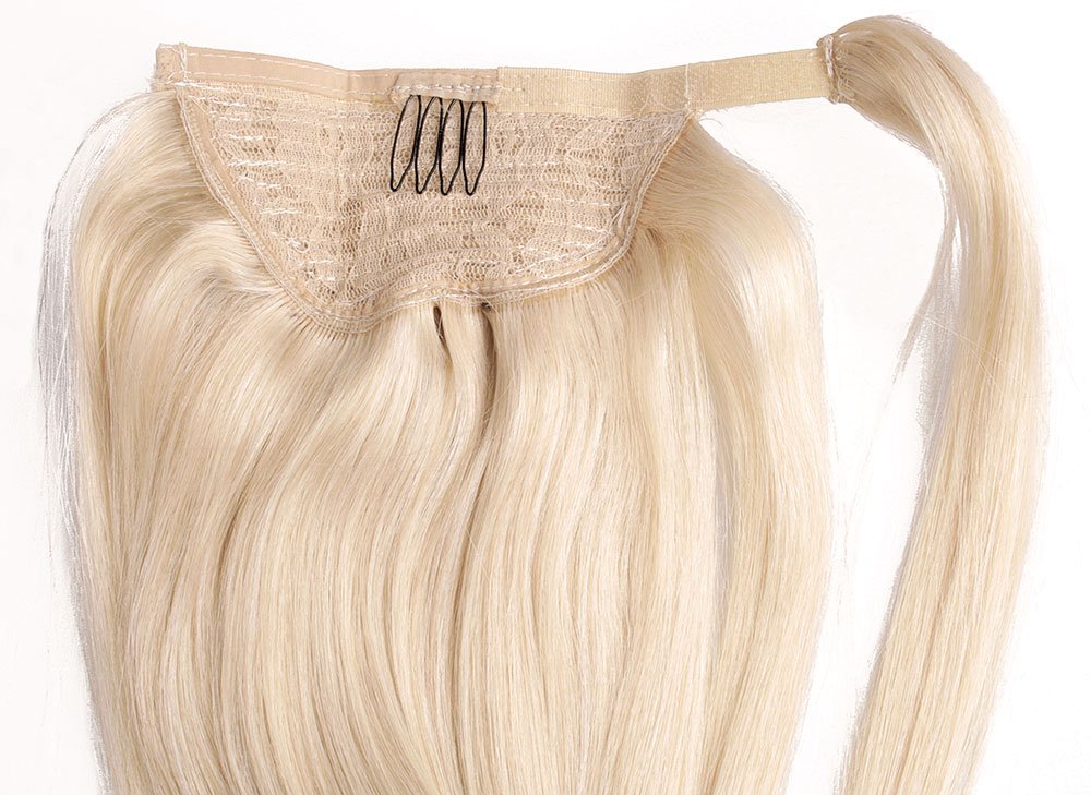  #90 Platinablond - Classic äkta löshår remy hästsvans wrap-on
