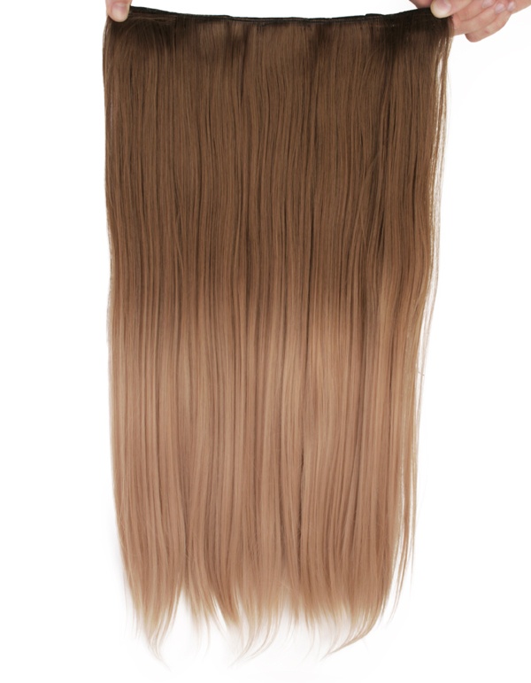  Lshr rakt 5 Clip on dip dye - Brun & Askblond #10T16