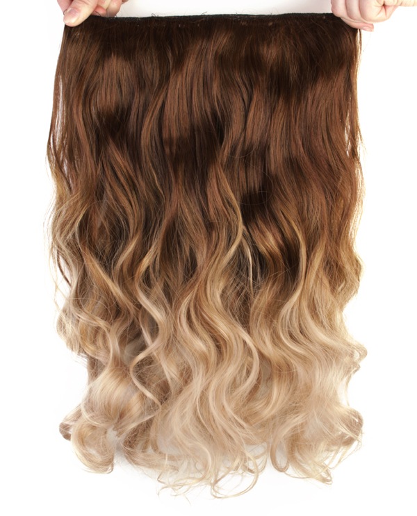  Lshr lockigt 5 Clip on dip dye - Brun & Mrkblond #10T16