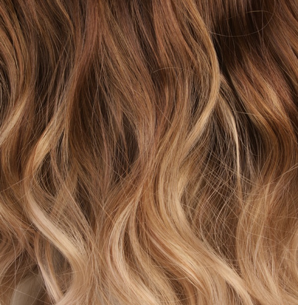  Lshr lockigt 5 Clip on dip dye - Brun & Mrkblond #10T16