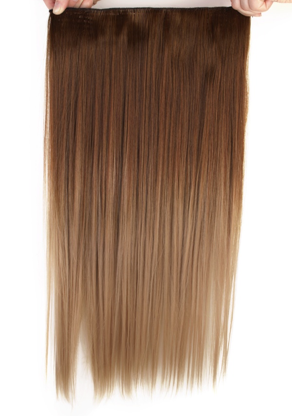  Löshår rakt 5 Clip on dip dye - Brun & Mörkblond #10T16