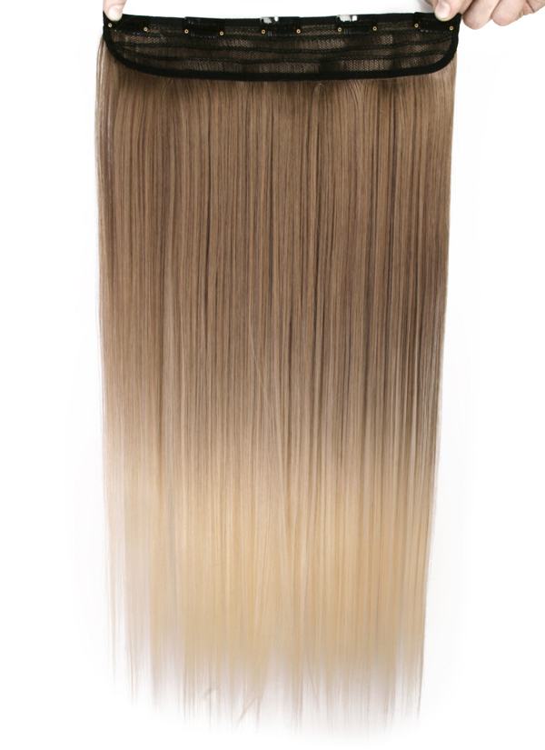  Löshår rakt 5 Clip on dip dye - Askbrun & Ljusblond #10T613