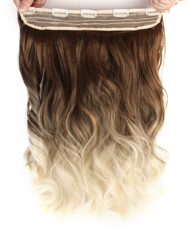  Löshår lockigt 5 Clip on dip dye - Brun & Ljusblond #10T613