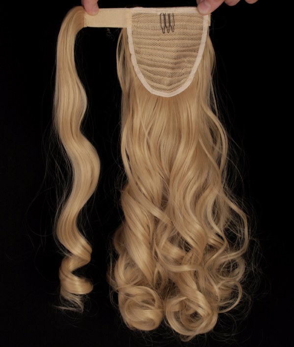  #22 Mellanblond/Mörkblond - Wrap-on hästsvans lockig syntetiskt löshår