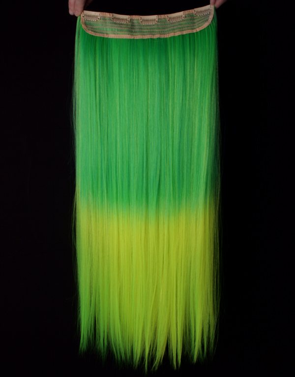  Lshr rakt 5 Clip on dip dye - Grn & Gul