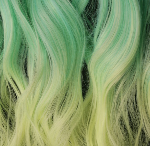  Löshår lockigt 5 Clip on dip dye - Mintgrön & Gul