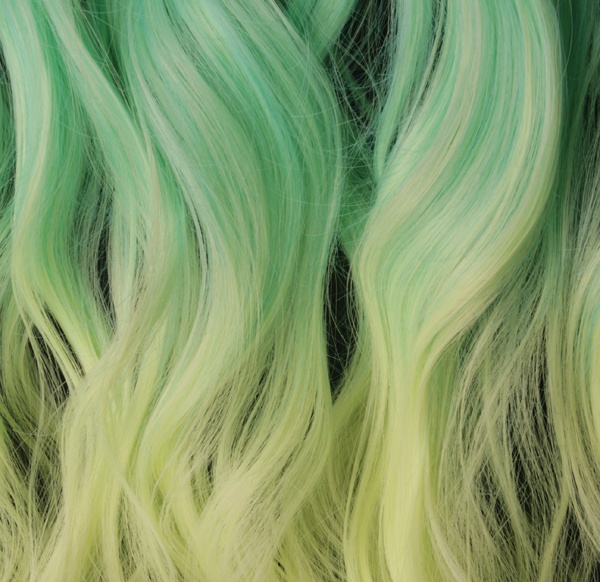  Lshr lockigt 5 Clip on dip dye - Mintgrn & Gul