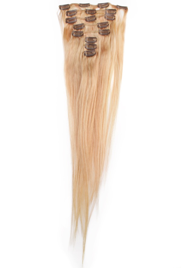  #27/613 Blond/Jordgubbsblond - Original äkta löshår remy clip-on