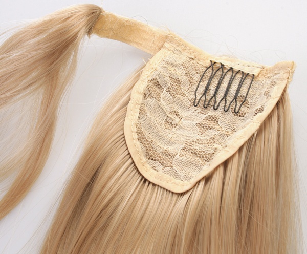  #27/613 Mörkblond - Wrap-on hästsvans rakt syntetiskt löshår