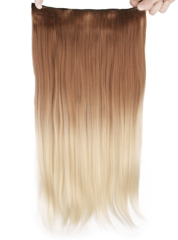 Löshår rakt 5 Clip on dip dye - Ljusbrun & Ljusblond #27T613