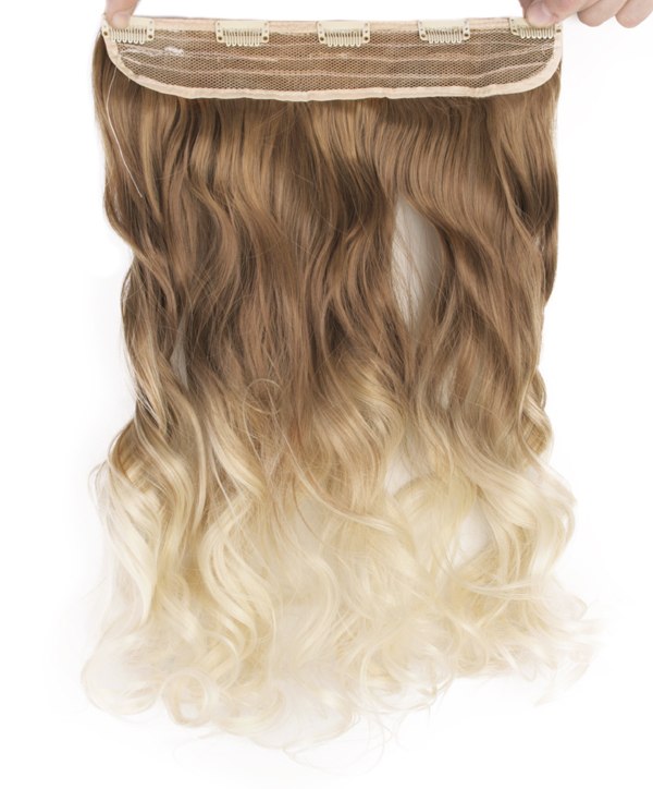  Löshår lockigt 5 Clip on dip dye - Ljusbrun & Ljusblond #27T613