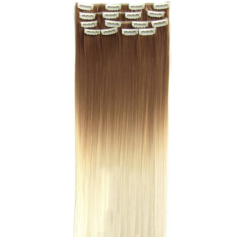  Lshr rakt clip on 7 delar dip dye -