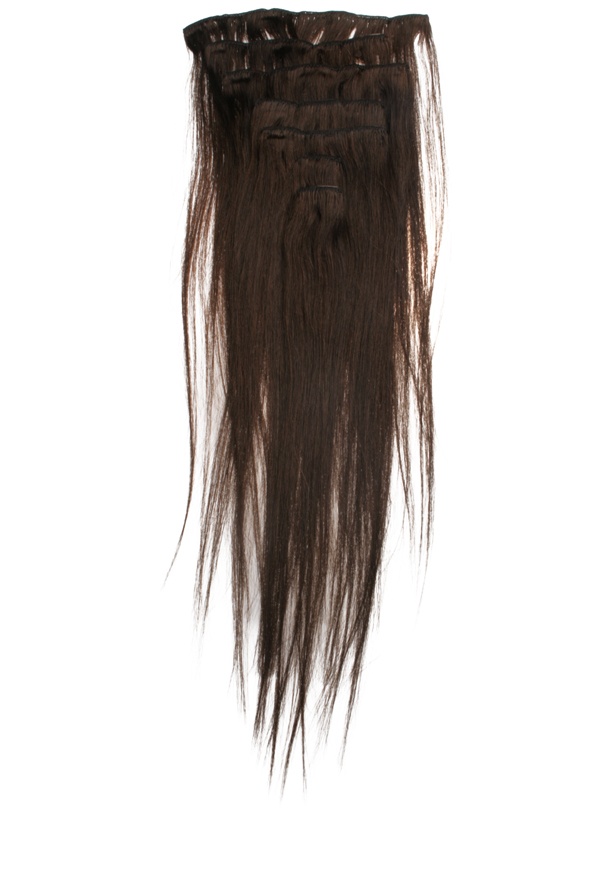  #2 Mörkbrun - Original äkta löshår remy clip-on