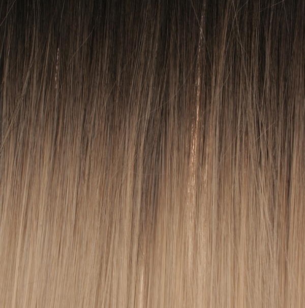  Löshår rakt 5 Clip on dip dye - Svart & Mörkblond #2T24