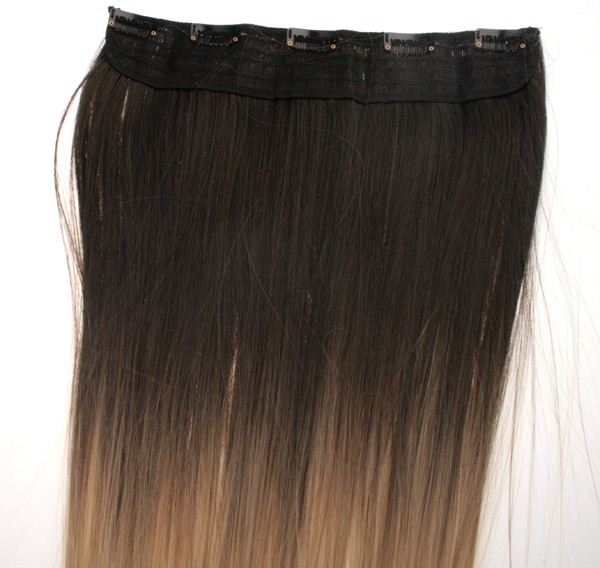  Löshår rakt 5 Clip on dip dye - Svart & Mörkblond #2T24