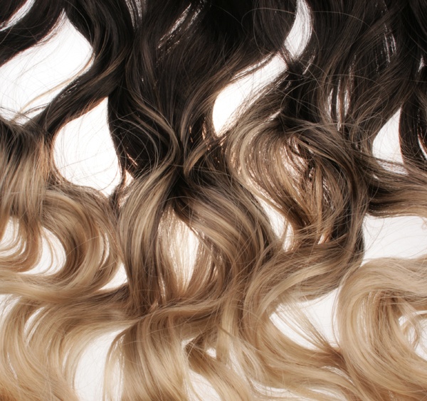 Löshår lockigt 5 Clip on dip dye - Svart & Mörkblond